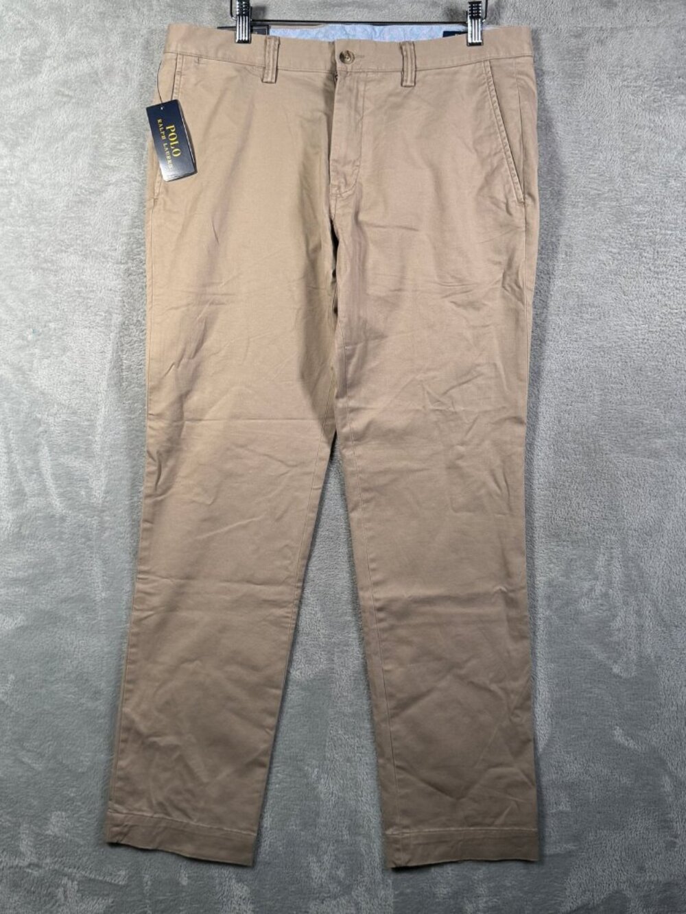 Polo Ralph Lauren Pants Mens 33x32 Tan Bedford SLIM Fit Chino Flat Front $125